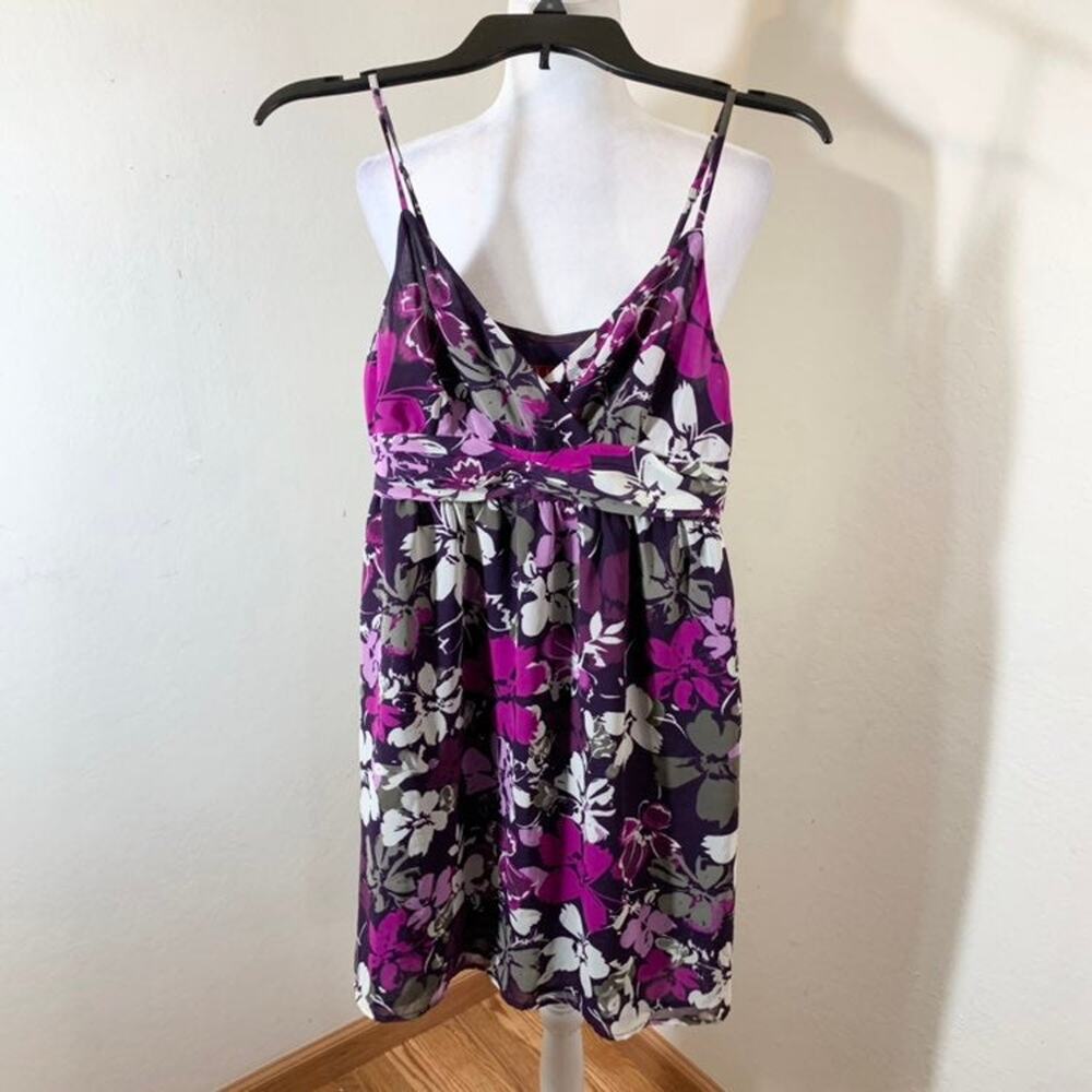 ELLE women purple and grey floral dress size 6